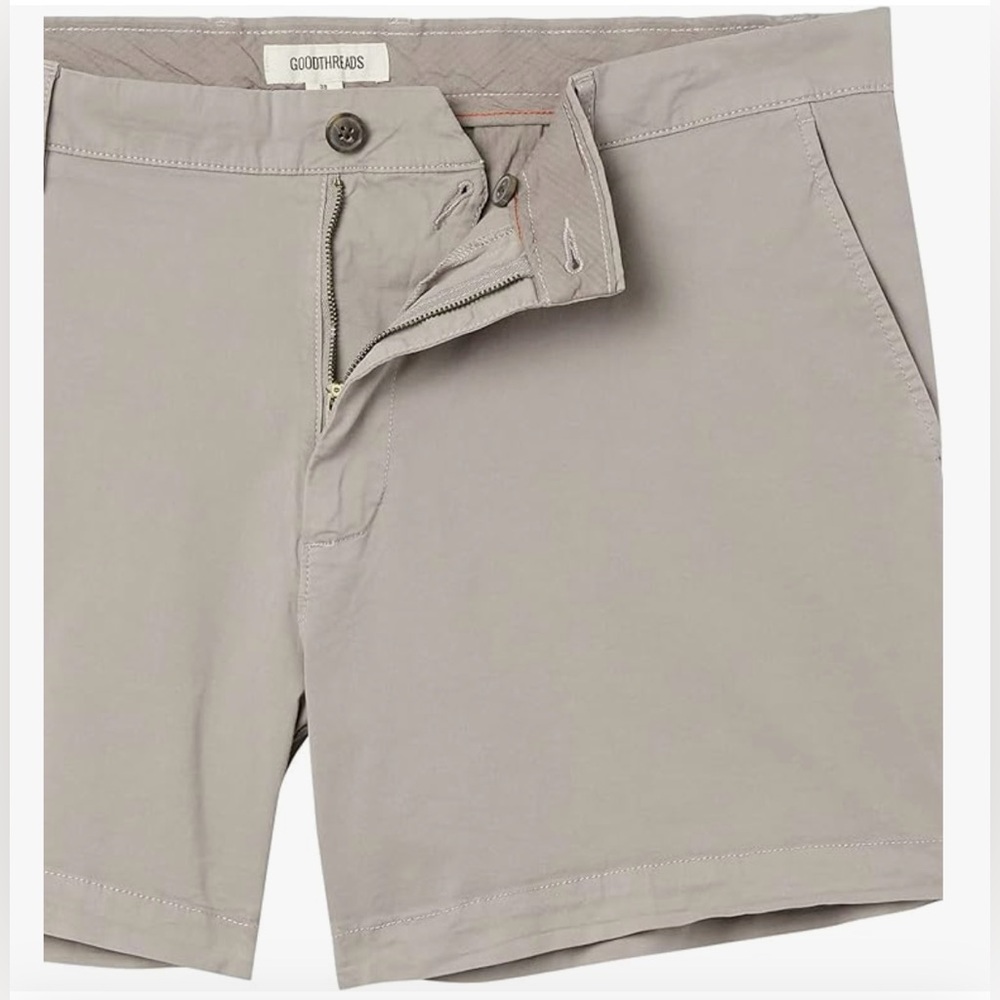 Men's GoodThreads 5” flat-front chino shorts. Light grey. Size 31. - Picture 3 of 3